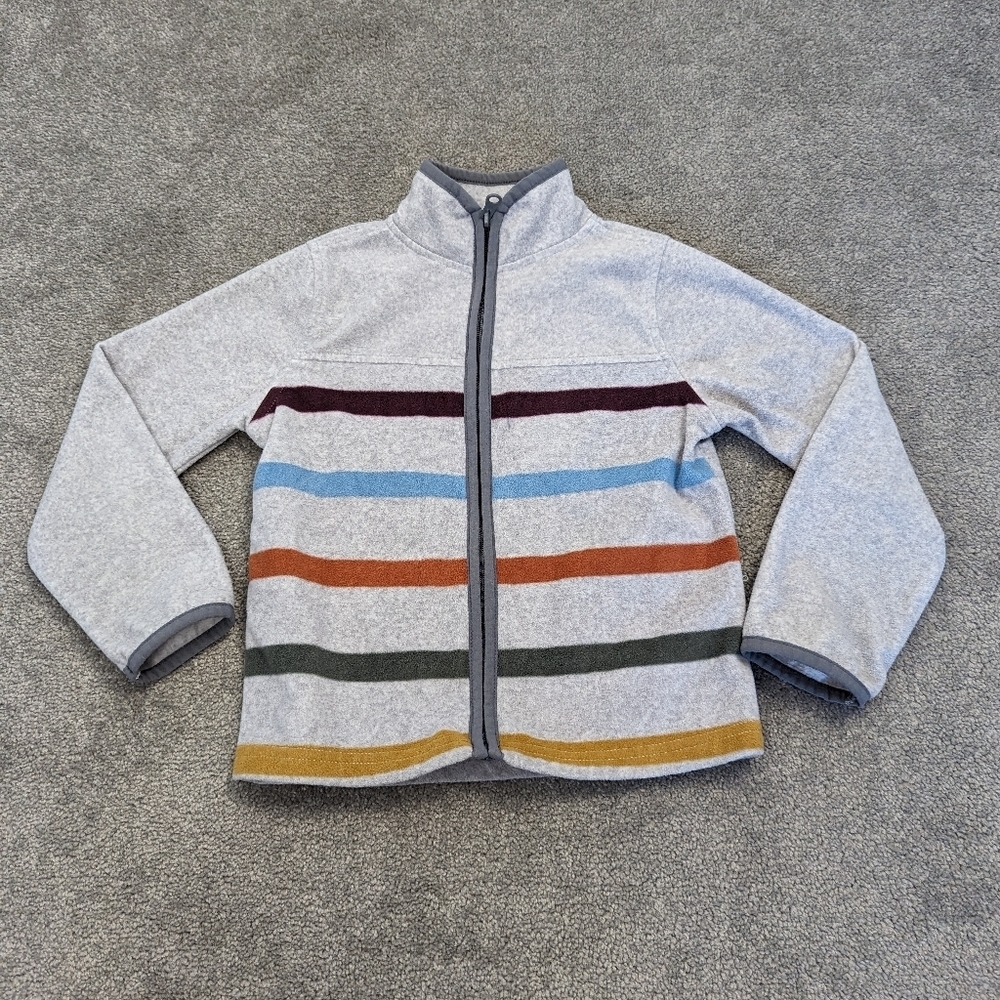 OshKosh B'gosh Toddler's Full-Zip Fleece Jacket with Striped Accents - Size 5/5A